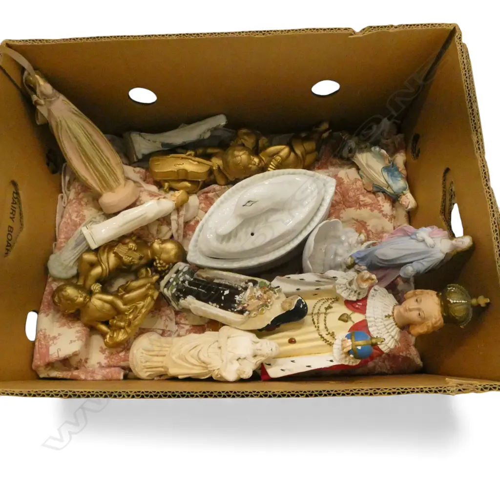 RELIGIOUS FIGURINES, GOLD ANGELS, PILLIVUYT DUCK CASEROLE W.220mm Image 1++