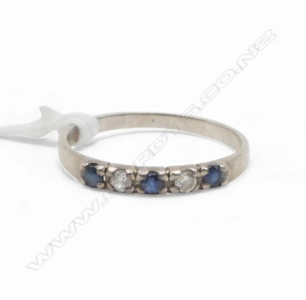 SILVER SAPPHIRE AND CZ RING SIZE M Image 1++