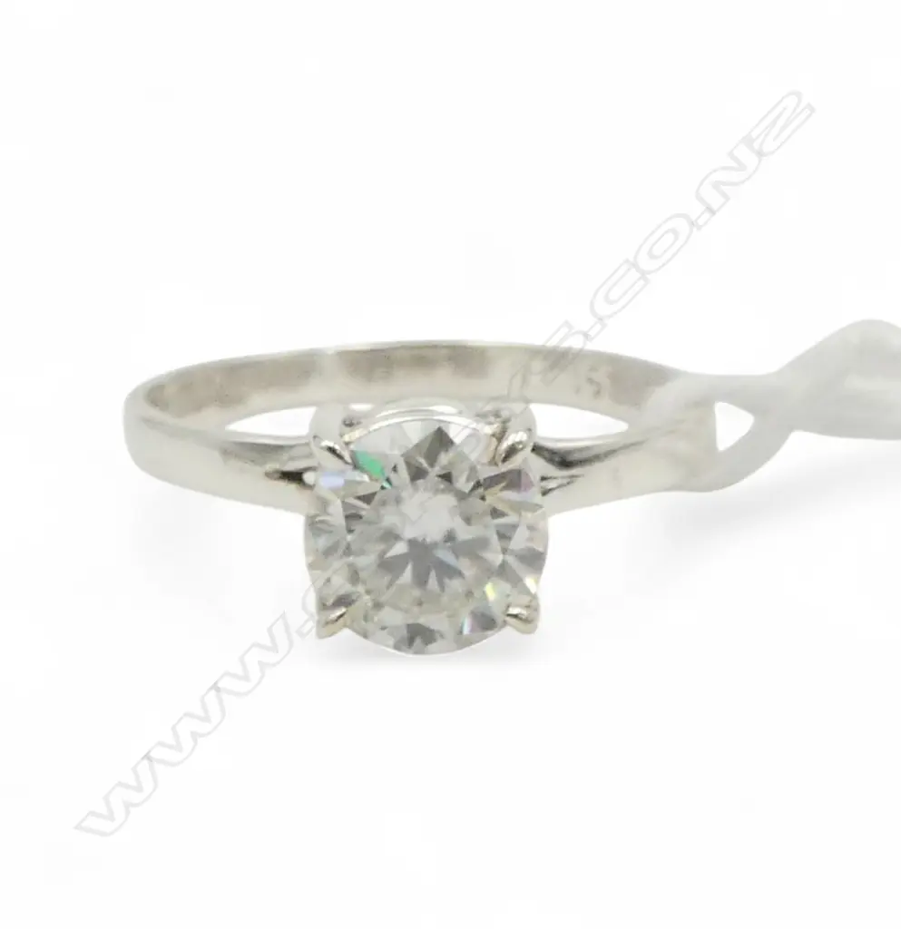 SILVER MOISSANTE RING APPROX. 1.2ct  size Q Image 1++