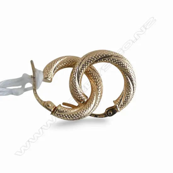PR 9ct GOLD TWISTED HOOP EARRINGS, 0.91gm
