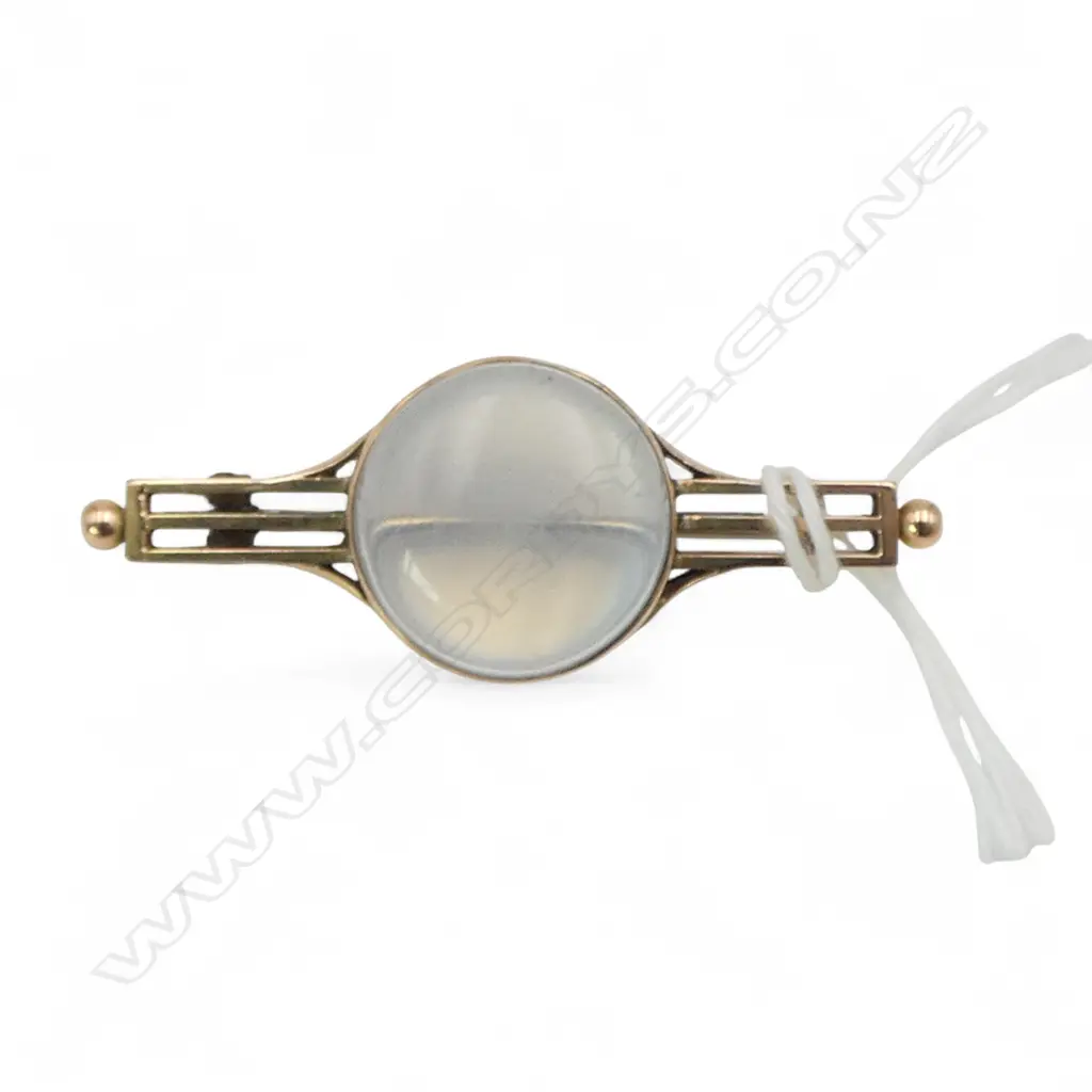NZ colonial 15ct gold Paterson's signed moonstone brooch 10.5gms Image 1++