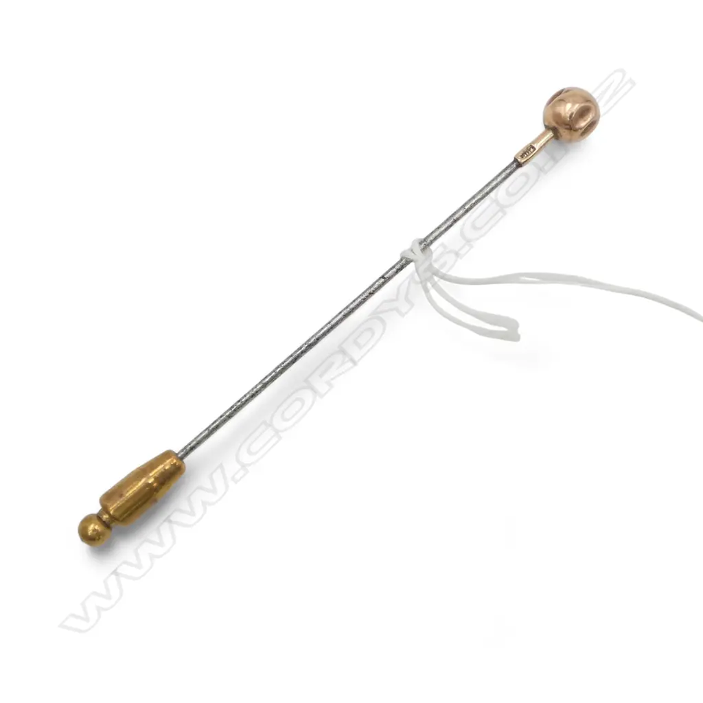 9ct BALL TOPPED HAT PIN, metal pin, 2.69gm DENTS Image 1++