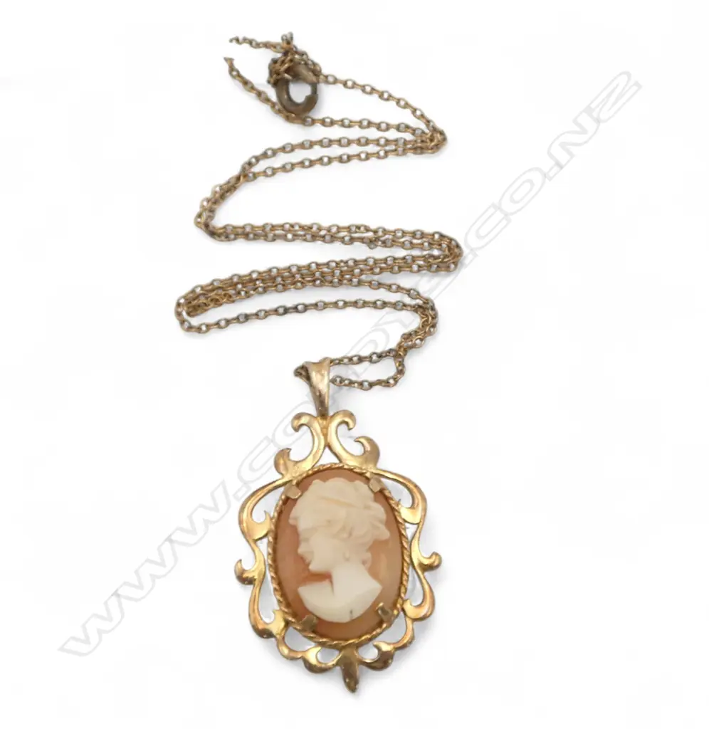 9ct CAMEO on metal chain, 3.20gm Image 1++