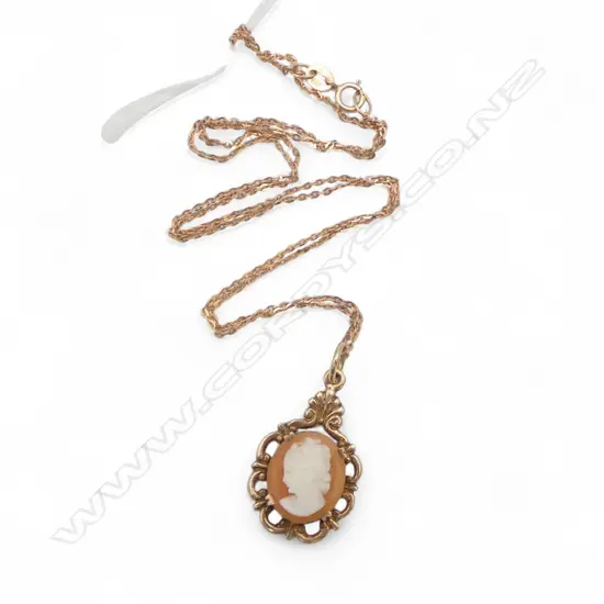9ct CAMEO & CHAIN, 1.55gm