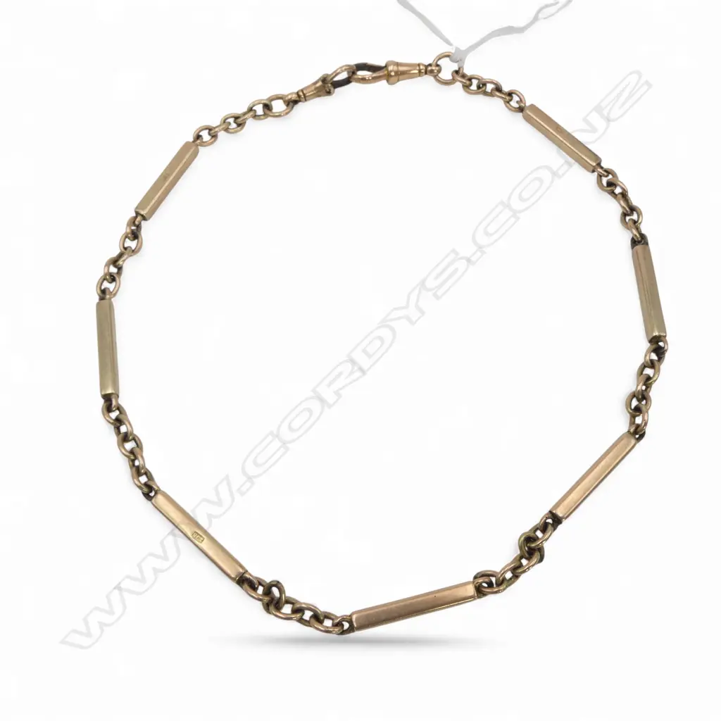 9ct GOLD EARLY 20thC FOB CHAIN NECKLACE 330mm 22.4gms Image 1++