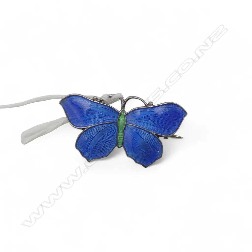 Vintage stg silver blue butterfly brooch Image 1++