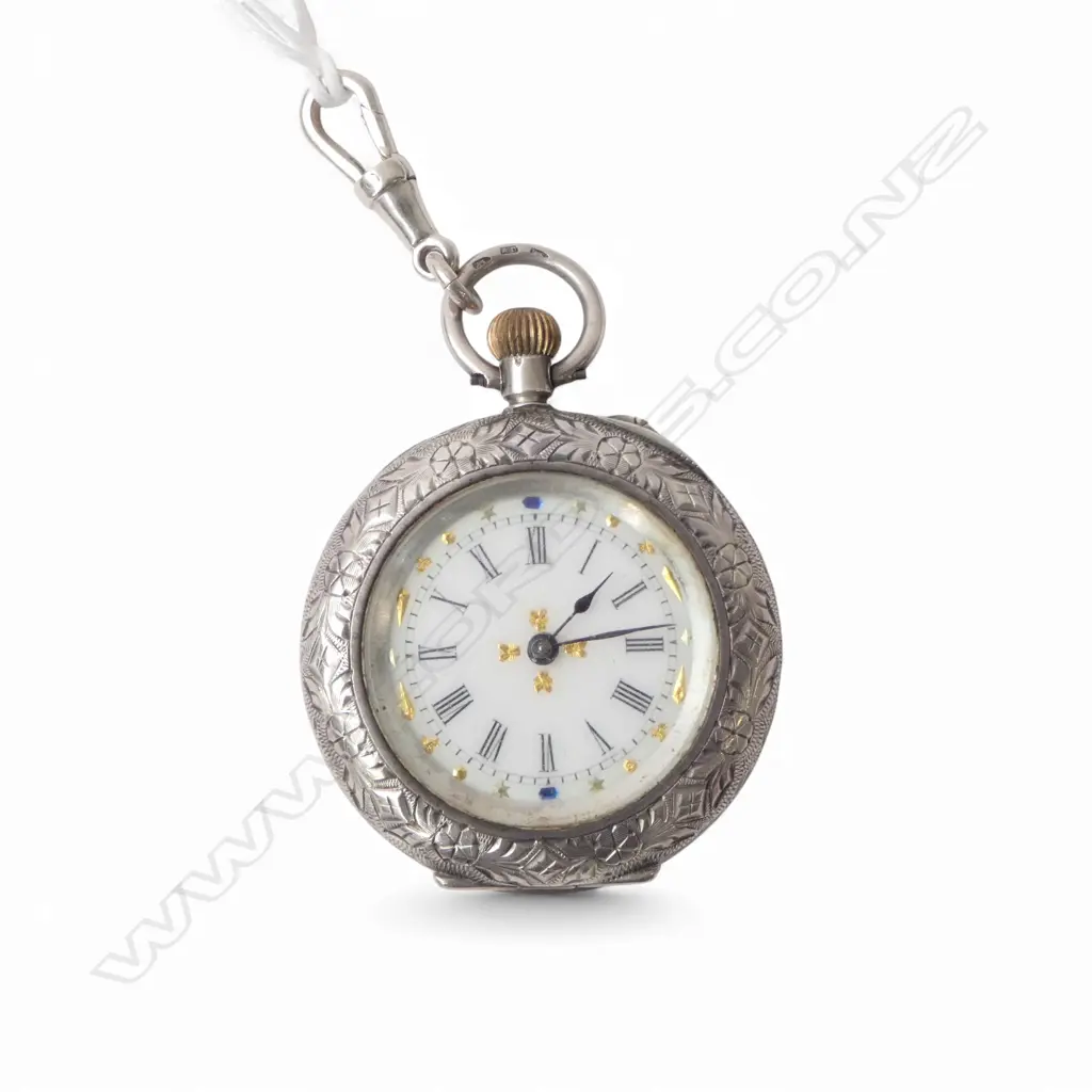 ANTIQUE LADIES SILVER FOB WATCH Image 1++