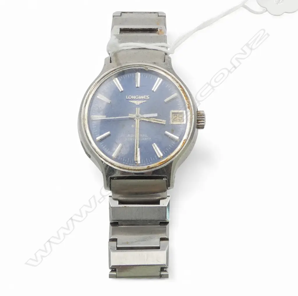 LONGINES ADMIRAL ULTRA-QUARTZ GENT'S WRISTWATCH not running Longines logo to buckle Image 1++