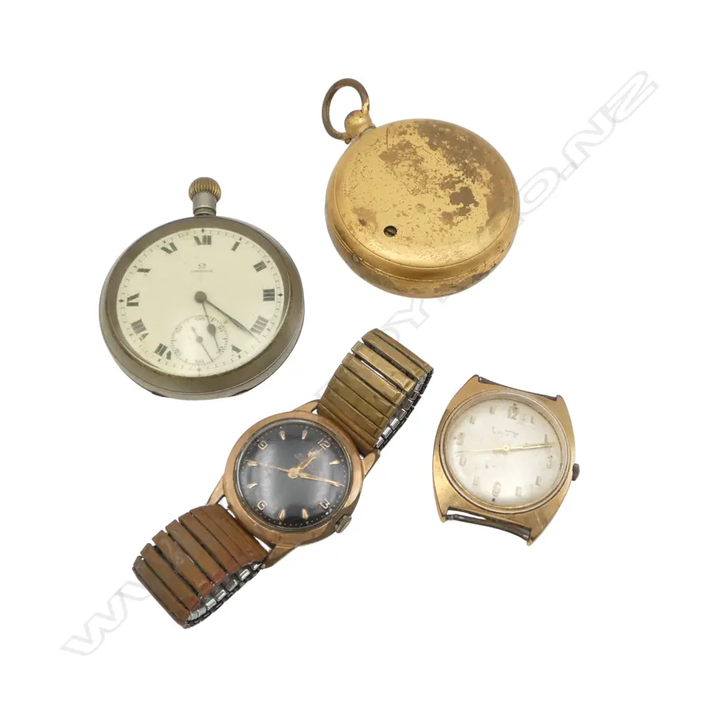 2 VINTAGE GENT'S WRISTWATCHES: Buren + other + OMEGA POCKET WATCH running no bow suspension + altimeter  Image 1++