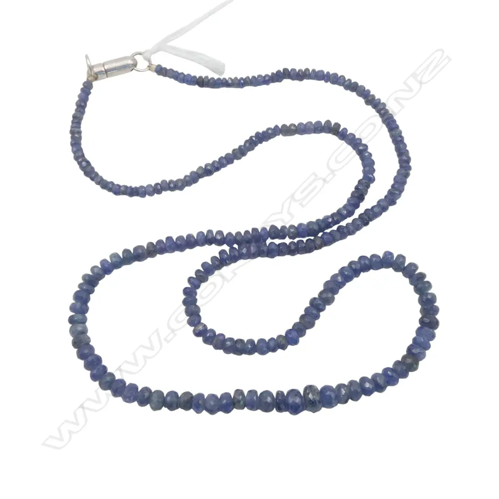 SAPPHIRE BEADED NECKLACE L.550mm w. VALUATION Image 1++