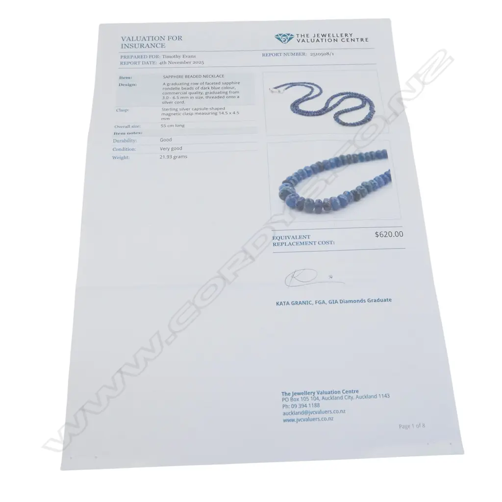 SAPPHIRE BEADED NECKLACE L.550mm w. VALUATION Image 1++