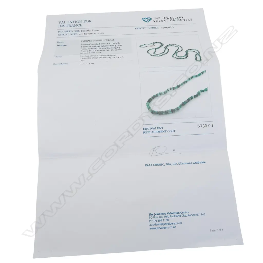 EMERALD BEADED NECKLACE L.1010mm w. VALUATION Image 1++