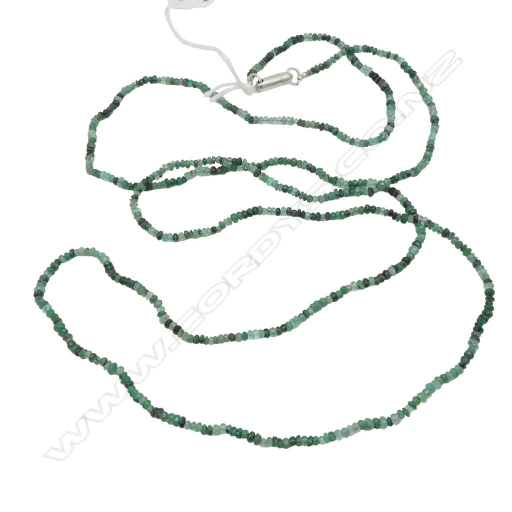 EMERALD BEADED NECKLACE L.1010mm w. VALUATION Image 1++
