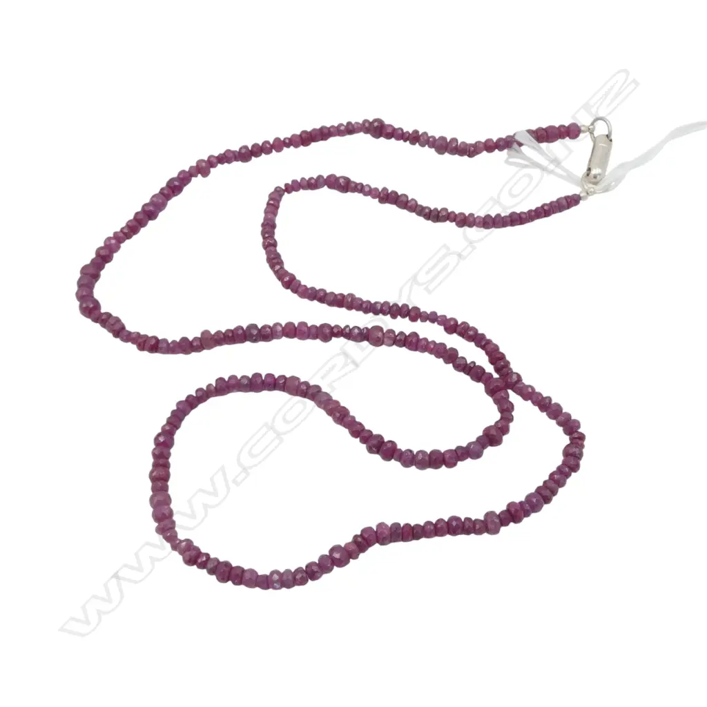 RUBY BEADED NECKLACE L.590mm w. VALUATION Image 1++