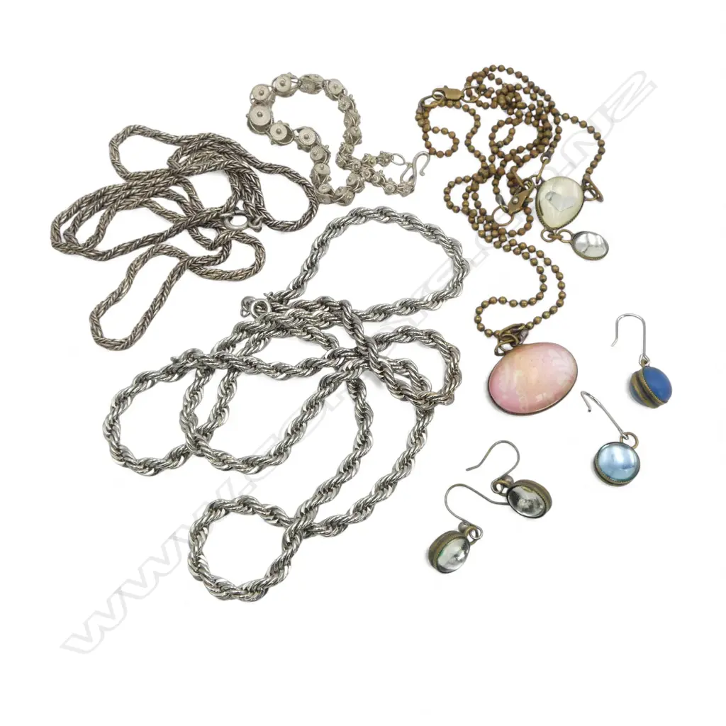 LISA HOSKING BRASS HEART NECKLACE w. PR MATCHING EARRINGS, PR EARRINGS & NECKLACES + THAI SILVER BRACELET & 2 NECKLACES Image 1++