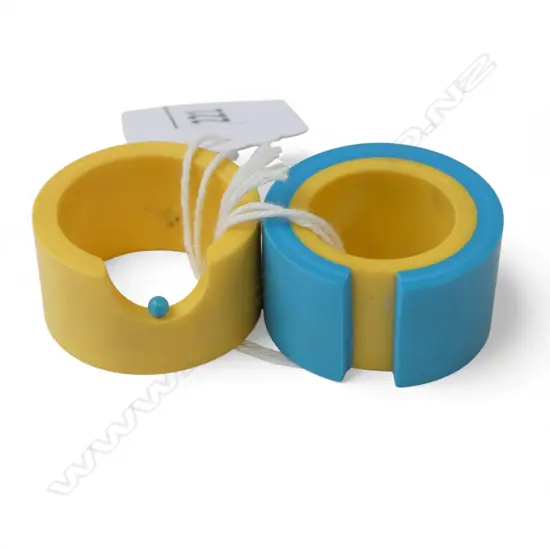 2 RESIN RINGS by JEWELLER KIM BRICE, SML/MED SIZE