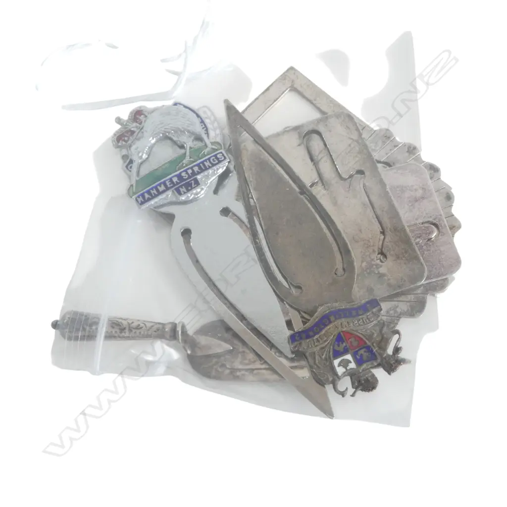 8 SILVER & SILVER PLATE BOOK PAGE MARKS: 3 enamelled Image 1++