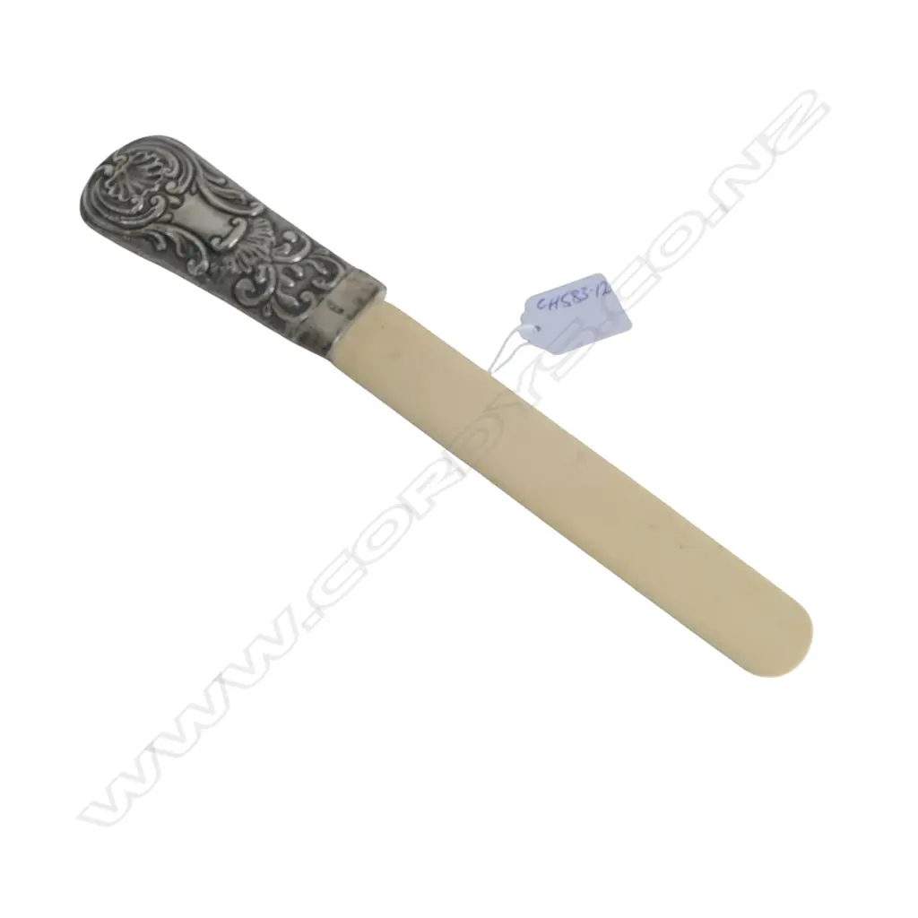 SILVER & IVORY PAGE TURNER London 1896, Fitting slightly crooked. L.295mm Image 1++