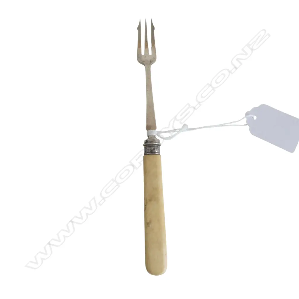 S/SILVER PICKLE FORK MARINE IVORY HANDLE L170MM 22GRMS TOTAL WIEGHT Image 1++
