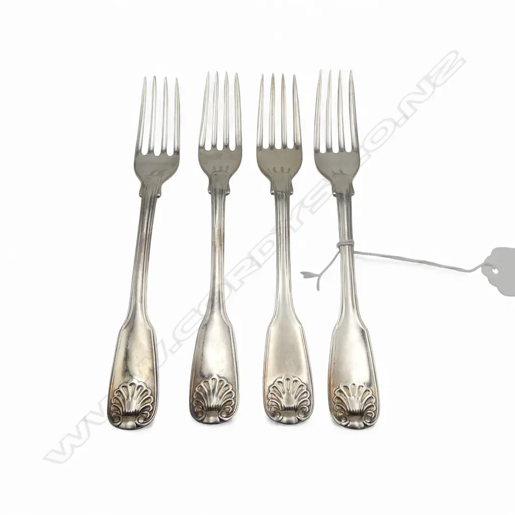 4 STG SILVER FORKS, LONDON 1845 L.175mm 192gms Image 1++