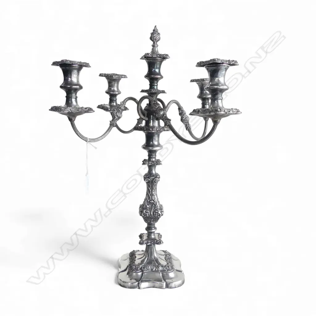 ORNATE GEORGIAN STYLE SILVER OVER COPPER CANDELABRA, ENGRAVED 'TALLY HO STEEPLECHASE 1903' H.550mm Image 1++