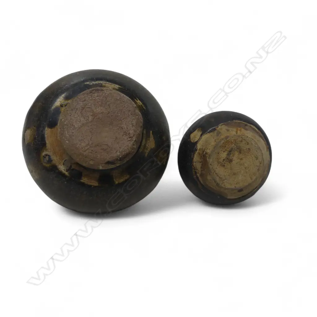 ANTIQUE CAMBODIAN SMALL POTTERY BOWL DIA 80MM & VASE H60MM Image 1++