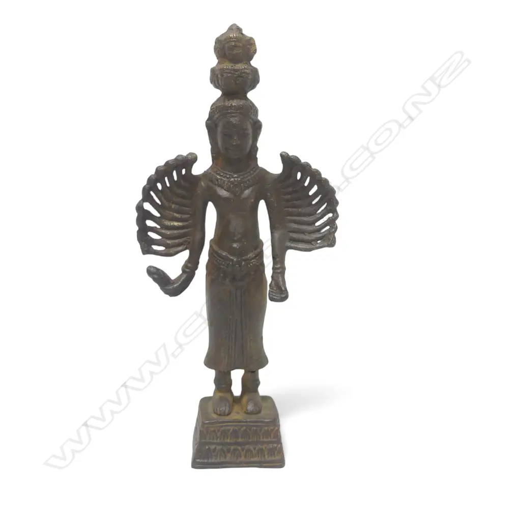 ANTIQUE KHYMER BRONZE FIGURE STANDING FEMALE DEITY H170MM Image 1++