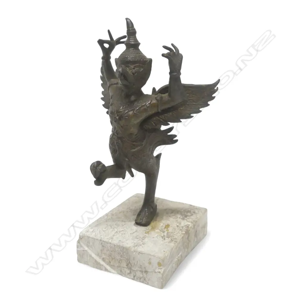 ANTIQUE KHYMER BRONZE GARUDA FIGURE ON STONE BASE H150MM Image 1++