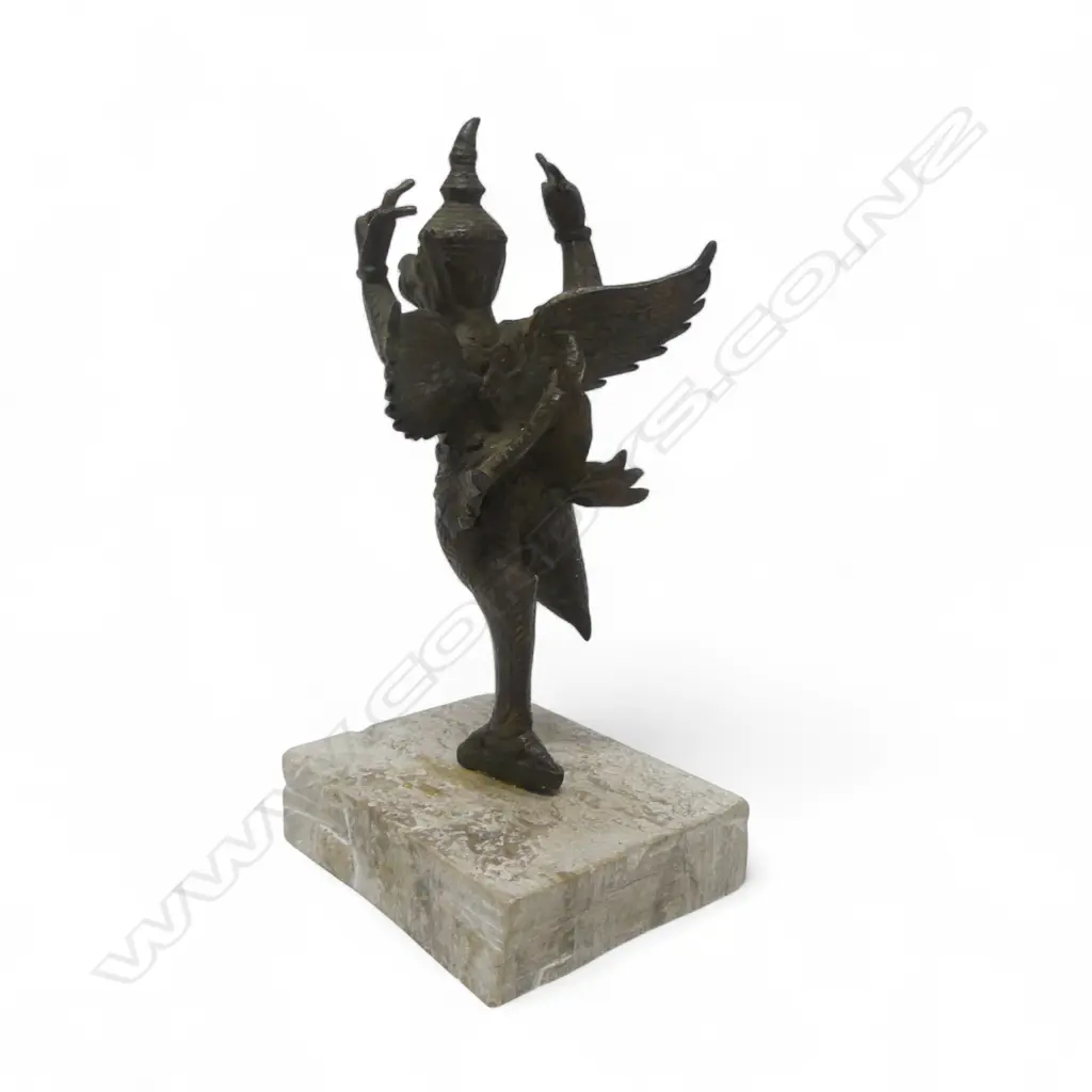 ANTIQUE KHYMER BRONZE GARUDA FIGURE ON STONE BASE H150MM Image 1++