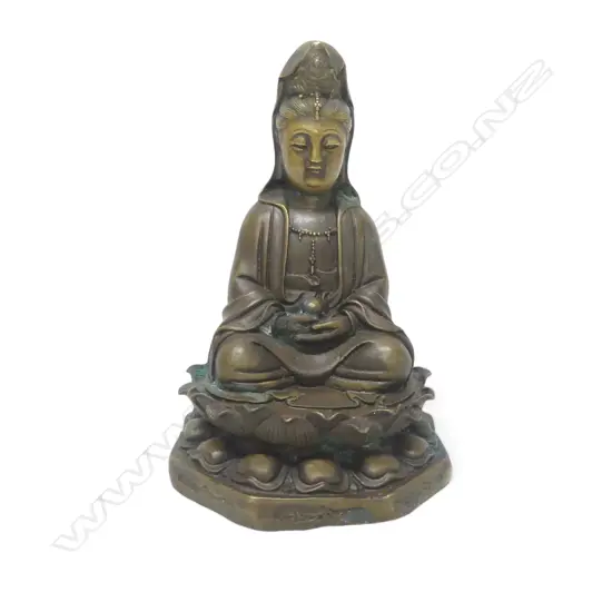 ANTIQUE BRONZE GUAN YIN STATUE H160MM