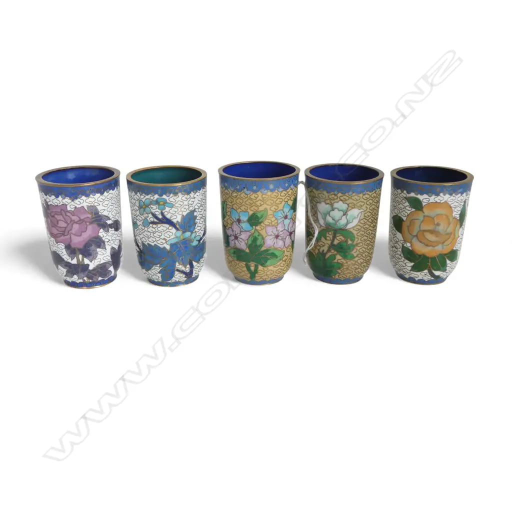 5 CHINESE CLOISONE BEAKERS H70MM Image 1++