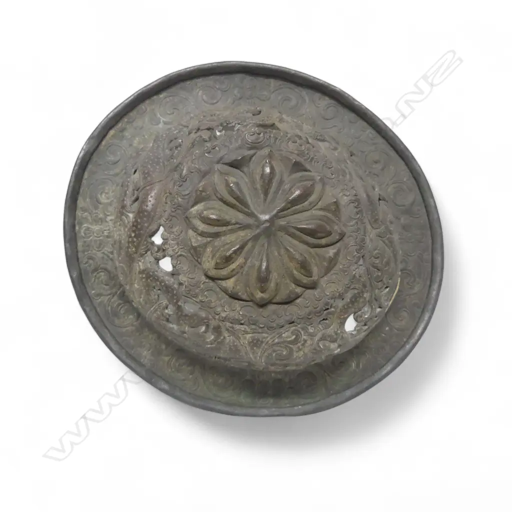 TIBETAN ANTIQUE COPPER PIERCED DRAGON DESIGN INCENSE BURNER LID DIA 200MM Image 1++