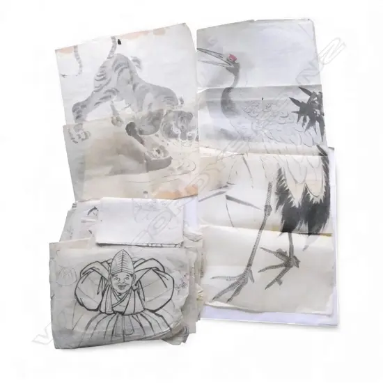 FOLIO OF ORIENTAL ARTWORKS ON RICE PAPER