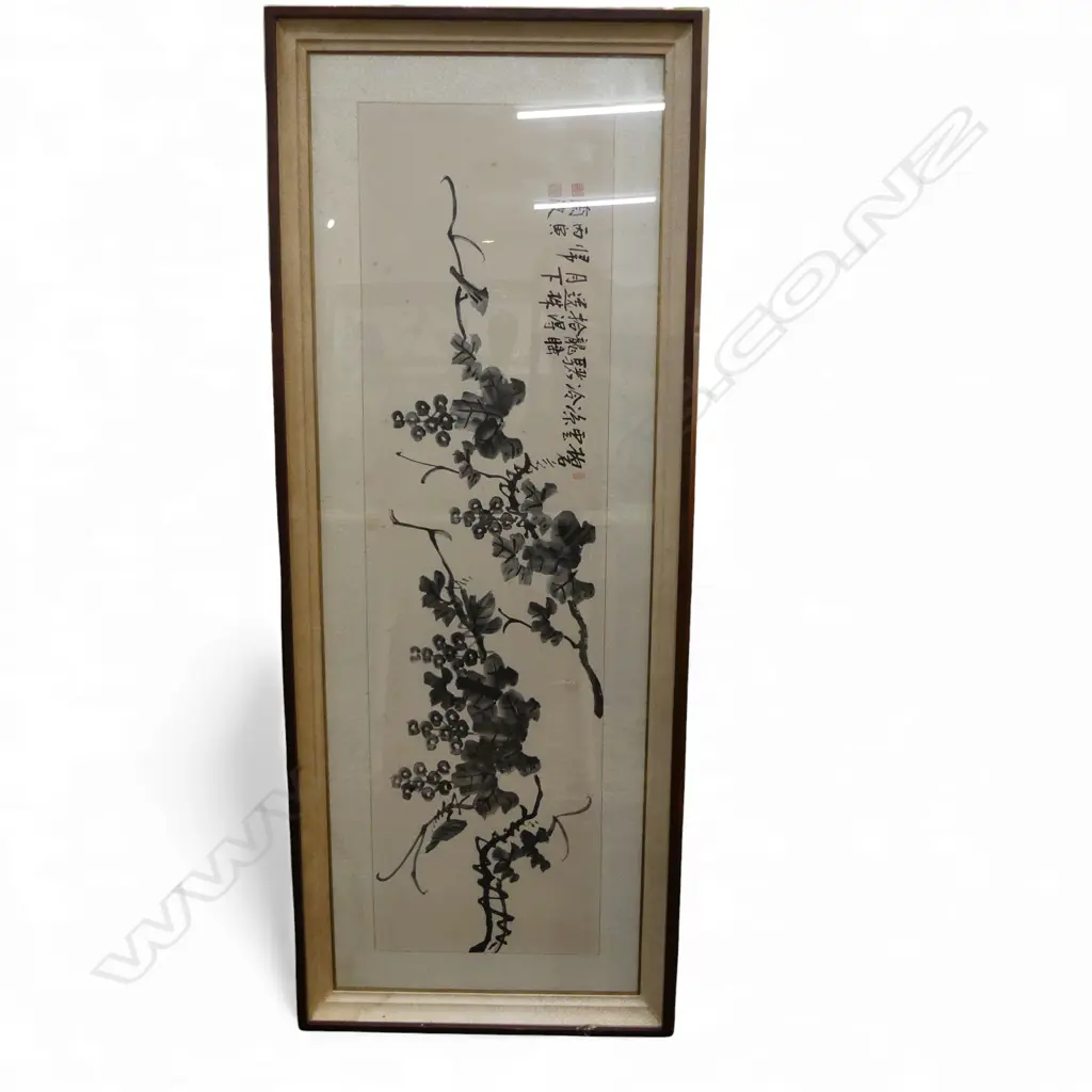 FRAMED ORIENTAL SCROLL ARTWORK H1300 W440MM Image 1++