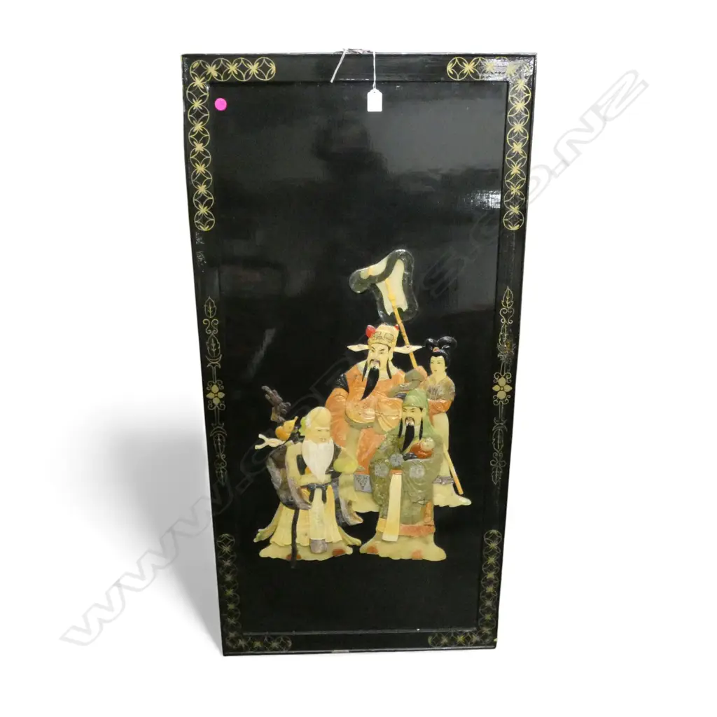 CHINESE BLACK LAQUER FIGURAL ARTWORK H1210 W600MM Image 1++