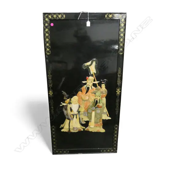 CHINESE BLACK LAQUER FIGURAL ARTWORK H1210 W600MM