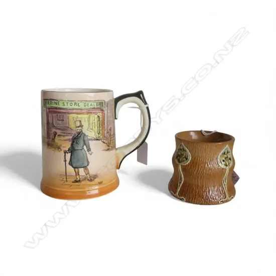 ARTS & CRAFTS DOULTON LAMBETH OPEN VASE Dia 80mm WITH ROYAL DOULTON TANKARD 'MR MICAWBER