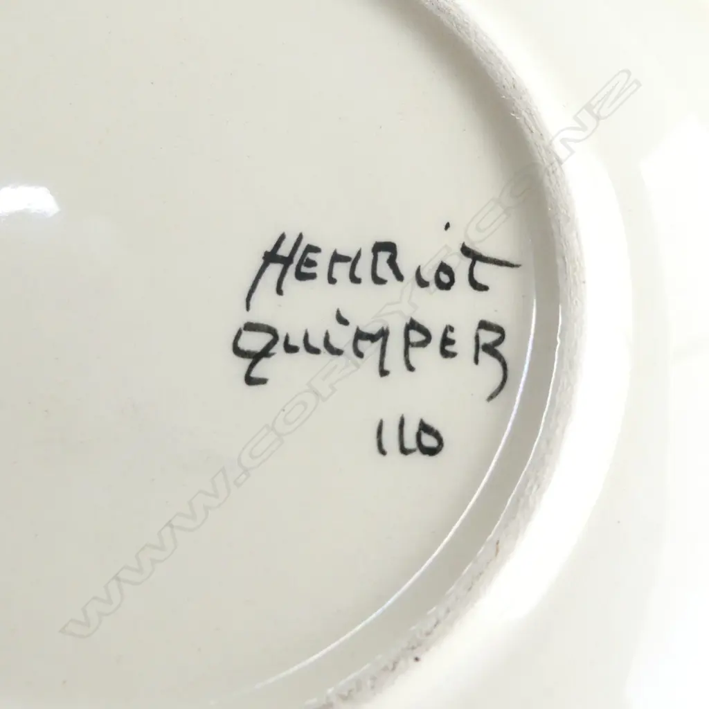 6 HAND PAINTED QUIMPER SOUP COUPES & DISHES DIA180MM Image 1++