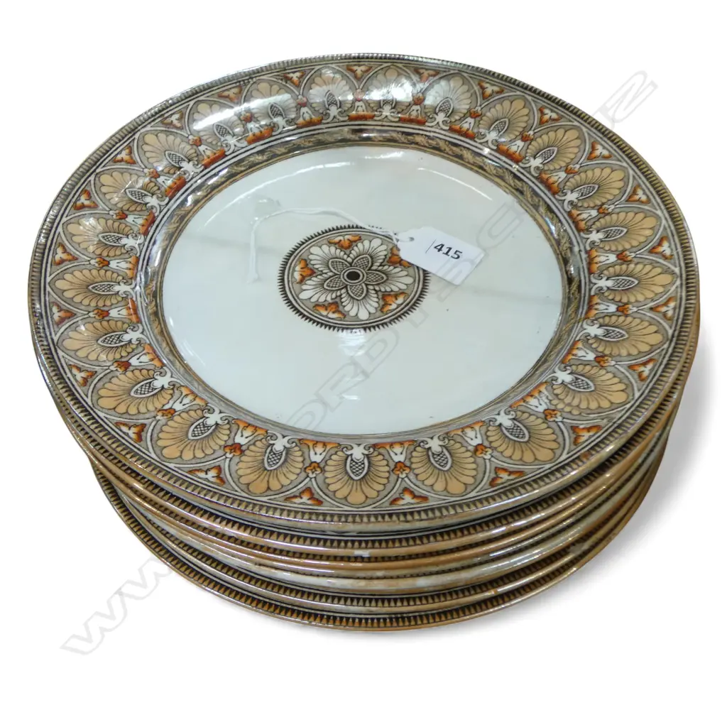 8 VICTORIAN GRECIAN MOTIF DINNER PLATES, Dia.260mm Image 1++