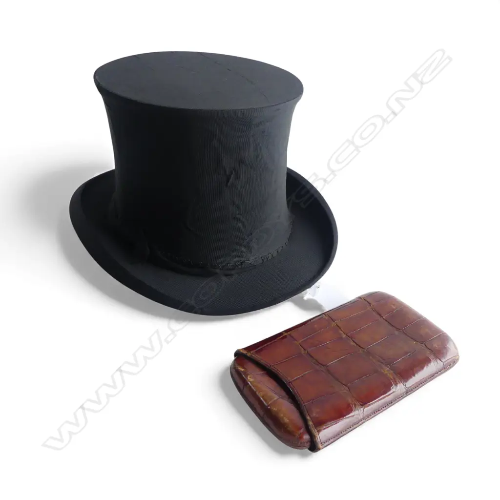 CROCODILE SKIN CASE L.160mm + SCOTT & Co. EXPANDING TOP HAT Image 1++