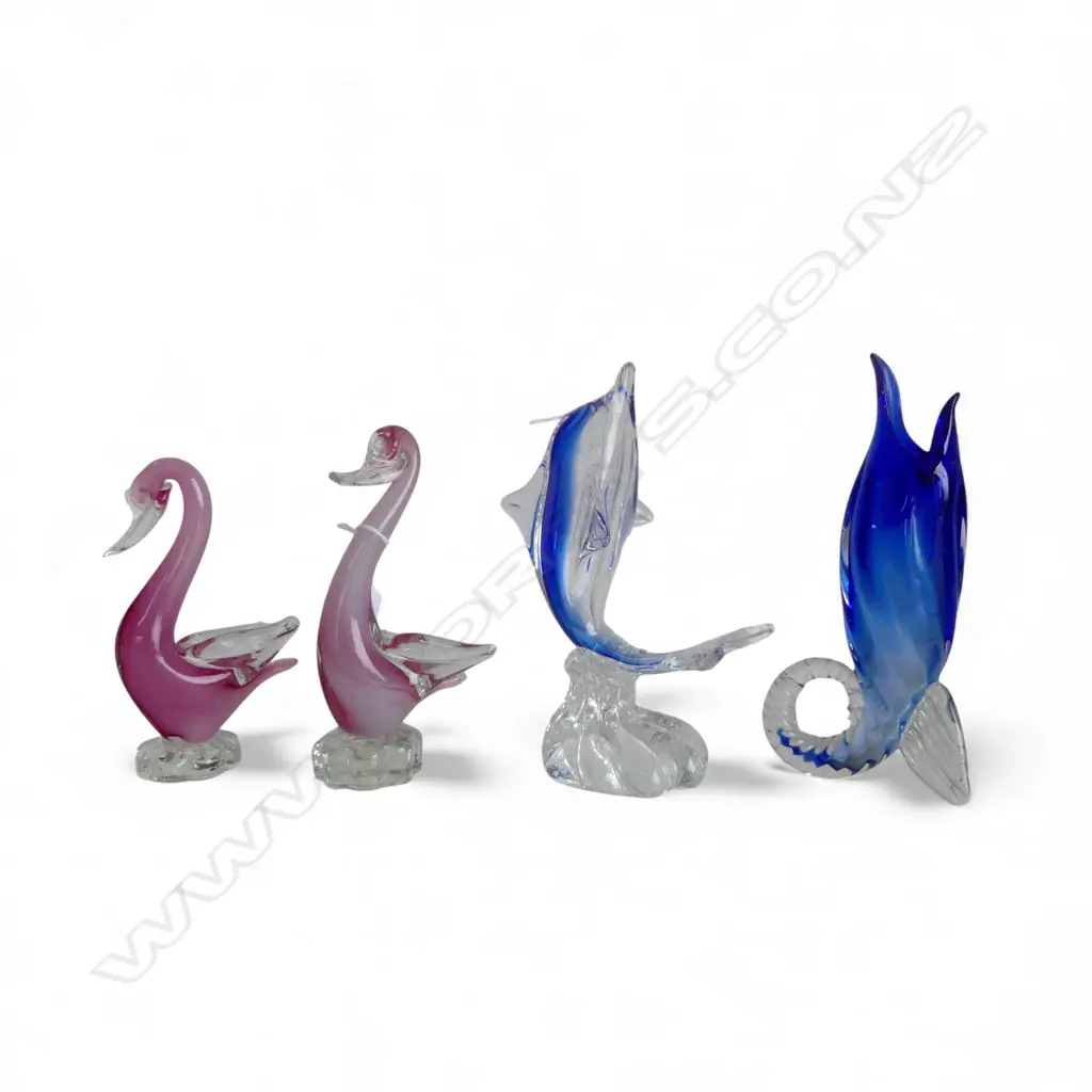 GLASS DOLPHIN ORN H250 FISH H260 & 2 GLASS BIRD H190MM Image 1++