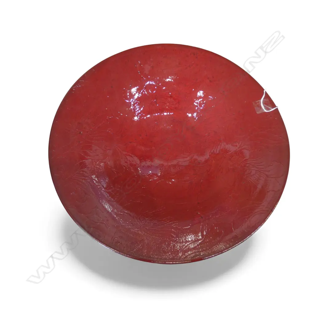 KEUM SUN LEE RICH RED DISH, Dia.370mm Image 1++