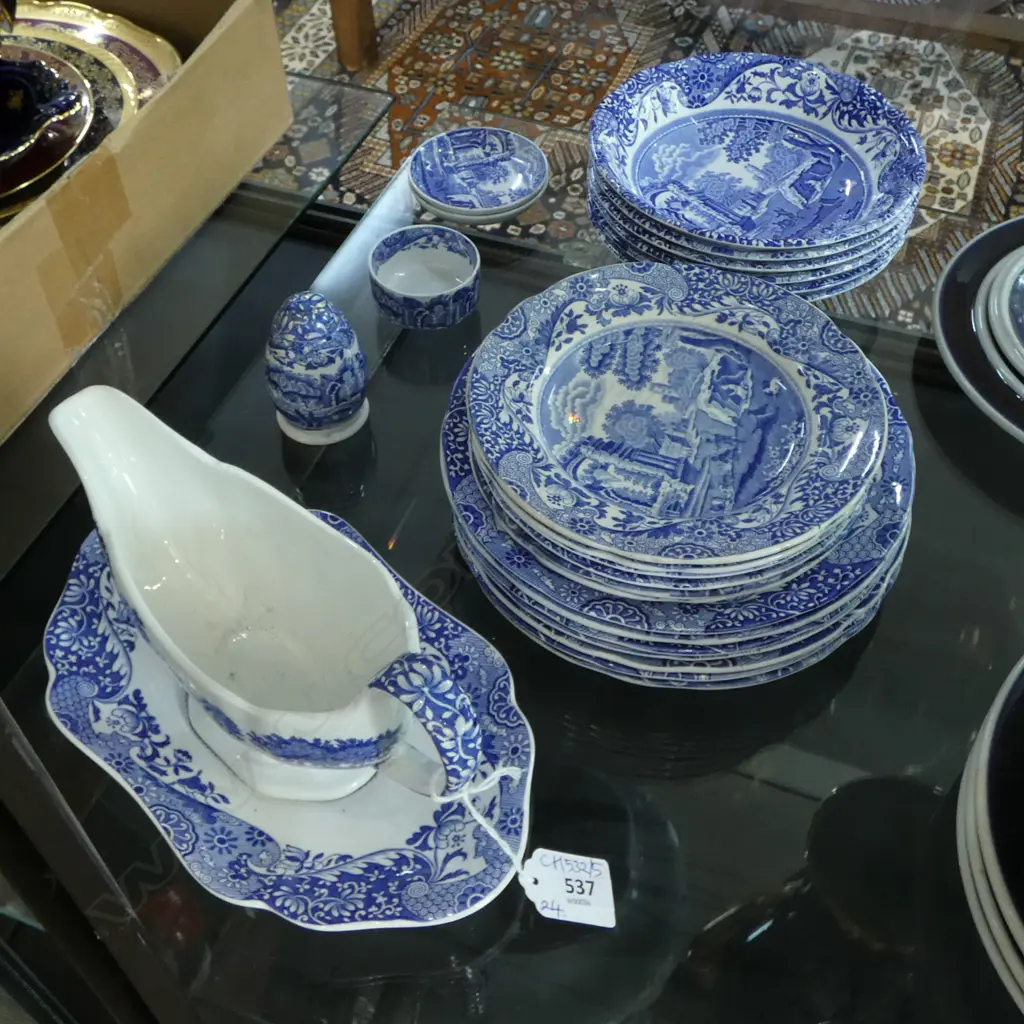 24 PCES ASST. SPODES ITALIAN; 13 SIDE PLATES (7+6), 6 CEREAL BOWLS, SAUCE BOAT, 4 OTHER Image 1++