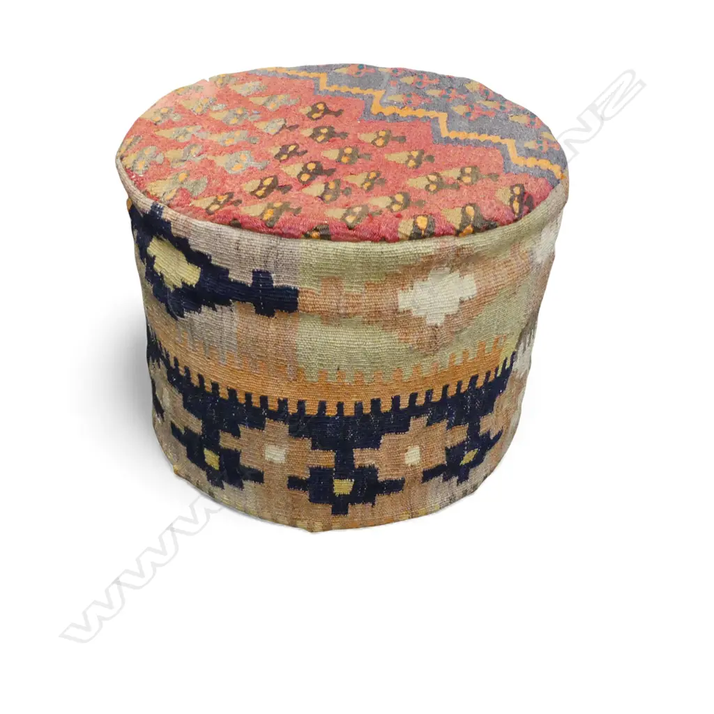 AFGHAN KILIM STOOL H.400mm 380mm dia Image 1++