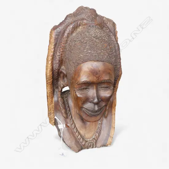 CARVED WOODEN AFRICAN HEAD H.450mm