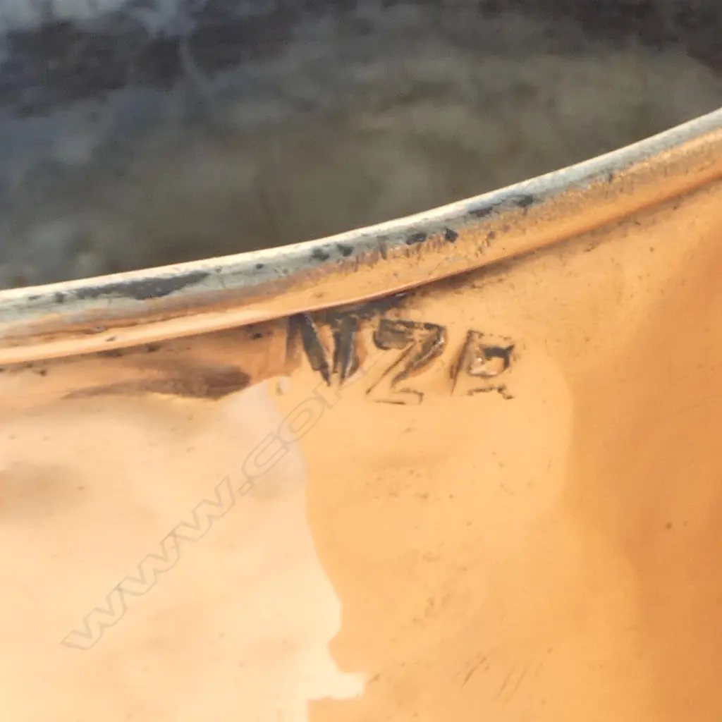 Pr of stamped 'NZR' COPPER BUCKETS with over-head swing handles. Dia.200mm. H.170mm Image 1++