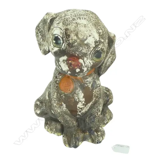 LRG PLASTER DOG 'FIFI 1982', H.290mm, paint losses