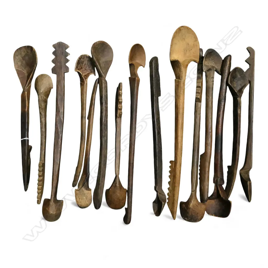 15 VINTAGE WOODEN SPOONS, NURISTAN PROVINCE AFGHANISTAN L.540mm Image 1++