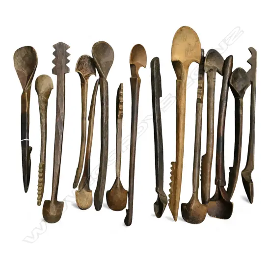 15 VINTAGE WOODEN SPOONS, NURISTAN PROVINCE AFGHANISTAN L.540mm