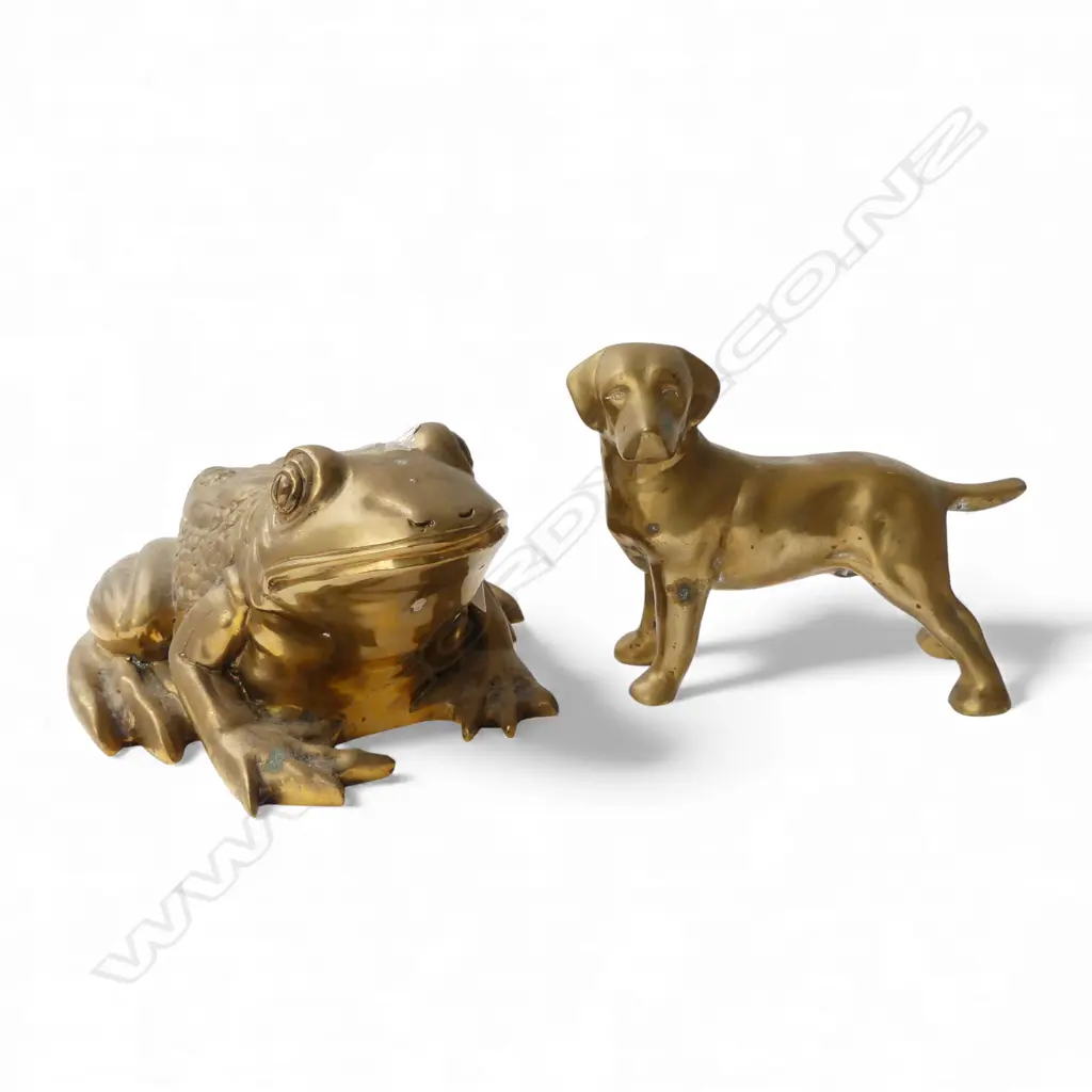 HEAVY BRASS FROG & DOG ORNAMENTS L.300mm Image 1++